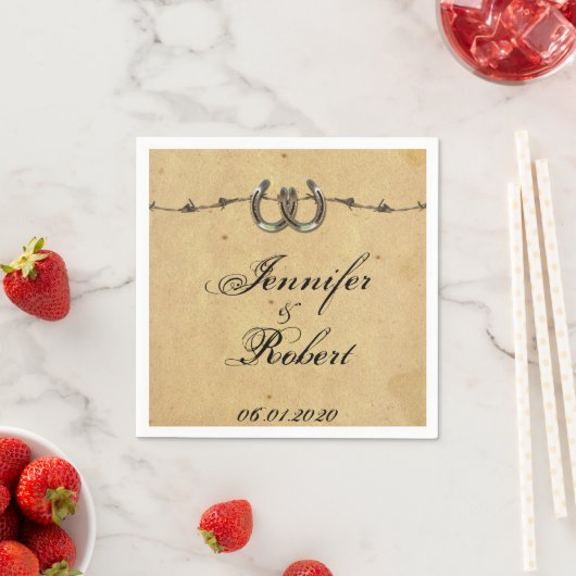 Rustikale Hufeisen Barbed Wedding Napkin Serviette (Beispiel)