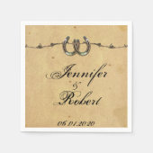 Rustikale Hufeisen Barbed Wedding Napkin Serviette (Vorderseite)