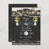 Rustikale Hufeisen & Blume Hochzeit speichern das  Ankündigungspostkarte (Vorne/Hinten)