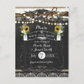 Rustikale Hufeisen & Blume Hochzeit speichern das  Ankündigungspostkarte (Vorderseite)