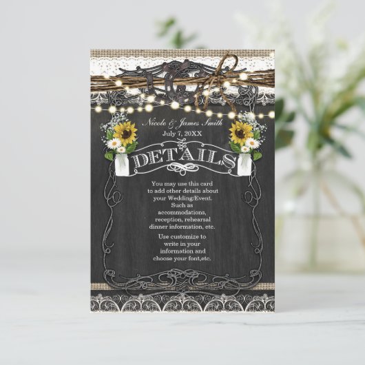 Rustikale Hufeisen & Blume Länderbeschreibung Begleitkarte (Stehend Vorderseite)