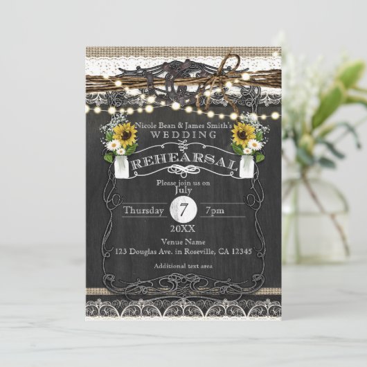 Rustikale Hufeisen & Blume PROBE Land Einladung (Stehend Vorderseite)