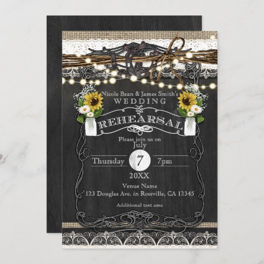 Rustikale Hufeisen & Blume PROBE Land Einladung (Vorne/Hinten)