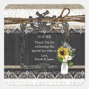 Rustikale Hufeisen & Blumen Landaufkleber Quadratischer Aufkleber