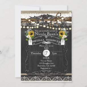 Rustikale Hufeisen & Blumen Landhochzeit BRIDAL SH Einladung
