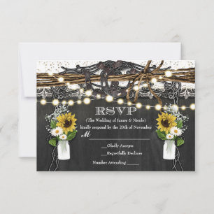 Rustikale Hufeisen & Blumen Landhochzeit-Zusage RSVP Karte