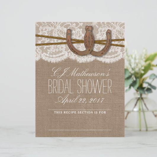 Rustikale Hufeisen Brautparty Recipe Dividers (Stehend Vorderseite)