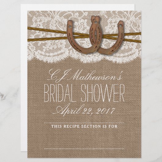 Rustikale Hufeisen Brautparty Recipe Dividers (Vorne/Hinten)