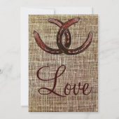 Rustikale Hufeisen Burlap Print Wedding Einladunge Einladung (Rückseite)