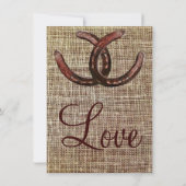 Rustikale Hufeisen Burlap Print Wedding Einladunge Einladung (Rückseite)