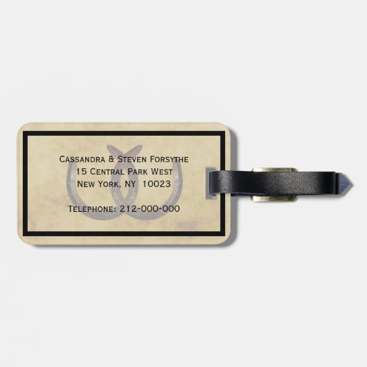 Rustikale Hufeisen erschüttert BG Gepäckanhänger (Rückseite horizontal)