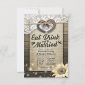 Rustikale Hufeisen Essen Drink Verheiratet Hochzei Einladung (Vorderseite)