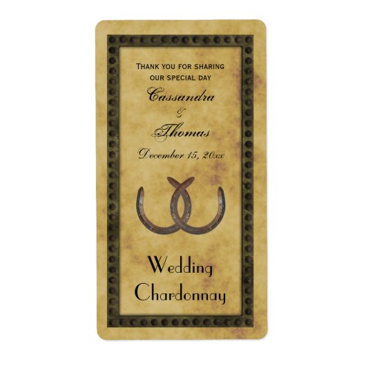 Rustikale Hufeisen gestört BG Flaschenetiketten (Vorne)