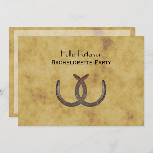 Rustikale Hufeisen gestört BG H Bachelorette Einladung (Vorne/Hinten)