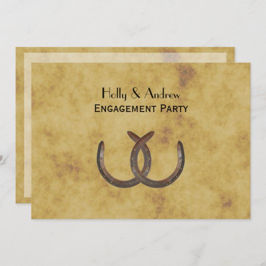 Rustikale Hufeisen gestört BG H Verlobung Einladung (Vorne/Hinten)