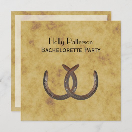 Rustikale Hufeisen gestört BG SQ Bachelorette Einladung (Vorne/Hinten)