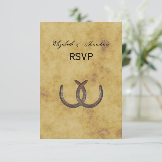 Rustikale Hufeisen gestört BG-UAWG RSVP Karte (Stehend Vorderseite)