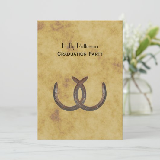 Rustikale Hufeisen gestört BG V Abschluss Einladung (Stehend Vorderseite)