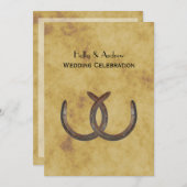 Rustikale Hufeisen gestört BG V Hochzeit Einladung (Vorne/Hinten)