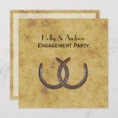 Rustikale Hufeisen gestörte Verlobung des BG-SQ Einladung (Vorne/Hinten)