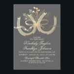 Rustikale Hufeisen Gold und Grau Einladung<br><div class="desc">Rustikale Hochzeitseinladung mit Goldfolie (Effekt) Hufeisen und vergoldetem Babyatmen,  Gartengarten-Blume,  Baumknacken.. — Alle Designelemente von Jinaiji.</div>