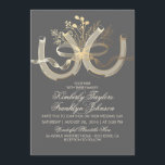 Rustikale Hufeisen Gold und Grau Einladung<br><div class="desc">Rustikale Hochzeitseinladung mit Goldfolie (Effekt) Hufeisen und vergoldetem Babyatmen,  Gartengarten-Blume,  Baumknacken.. — Alle Designelemente von Jinaiji.</div>