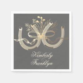 Rustikale Hufeisen Gold und Grau Serviette