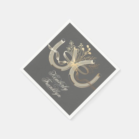 Rustikale Hufeisen Gold und Grau Serviette (Ecke)