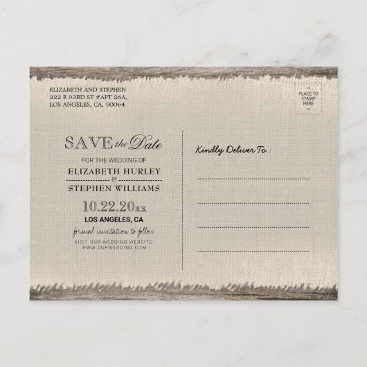 Rustikale Hufeisen-Hochzeit Ankündigungspostkarte (Rückseite)