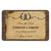 Rustikale Hufeisen Hochzeit retten das Datum Magnet (Horizontal)