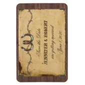 Rustikale Hufeisen Hochzeit retten das Datum Magnet (Vertikal)