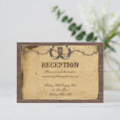 Rustikale Hufeisen Hochzeitsempfang Begleitkarte (Stehend Vorderseite)