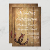 Rustikale Hufeisen Hochzeitsfeiern Einladung (Vorne/Hinten)