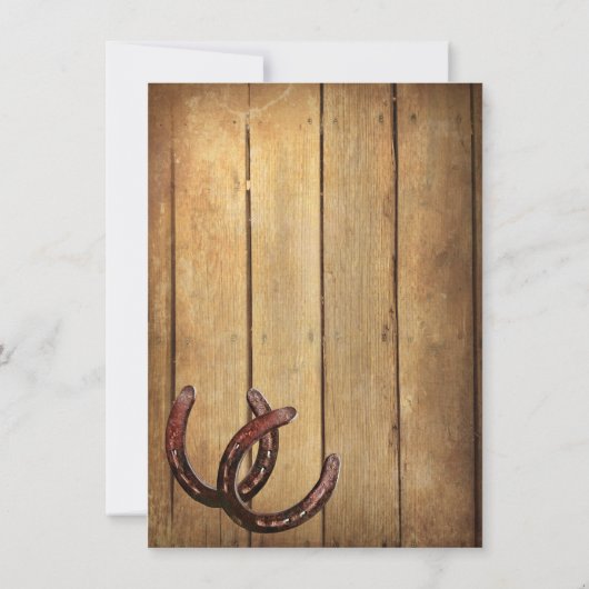 Rustikale Hufeisen Hochzeitsfeiern Einladung (Rückseite)