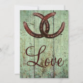 Rustikale Hufeisen im Landstil Einladung zur Hochz (Rückseite)