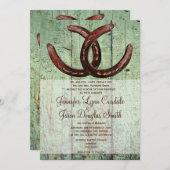 Rustikale Hufeisen im Landstil Einladung zur Hochz (Vorne/Hinten)