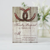 Rustikale Hufeisen im Landstil Hochzeit RSVP (Stehend Vorderseite)