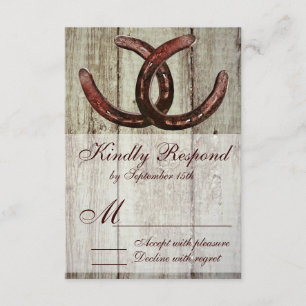 Rustikale Hufeisen im Landstil Hochzeit RSVP Karte