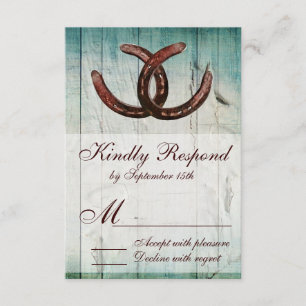 Rustikale Hufeisen im Landstil Hochzeit RSVP Karte