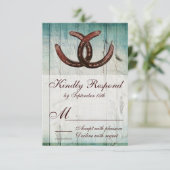 Rustikale Hufeisen im Landstil Hochzeit RSVP Karte (Stehend Vorderseite)