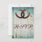 Rustikale Hufeisen im Landstil Hochzeit RSVP Karte (Rückseite)