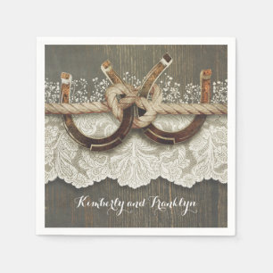 Rustikale Hufeisen Lace Wood Wedding Serviette