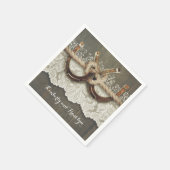 Rustikale Hufeisen Lace Wood Wedding Serviette (Ecke)