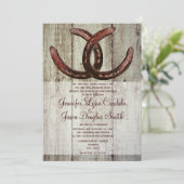 Rustikale Hufeisen-Land-Art-Hochzeits-Einladung Einladung (Stehend Vorderseite)