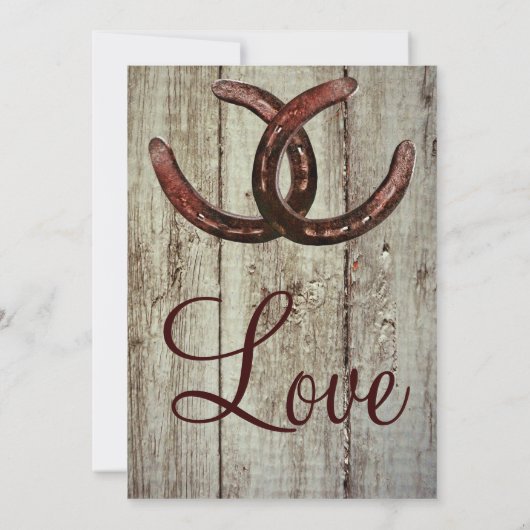 Rustikale Hufeisen-Land-Art-Hochzeits-Einladung Einladung (Rückseite)