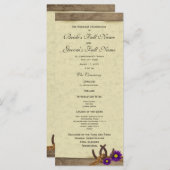 Rustikale Hufeisen Lila Daisy-Hochzeitsprogramm Programm (Vorne/Hinten)