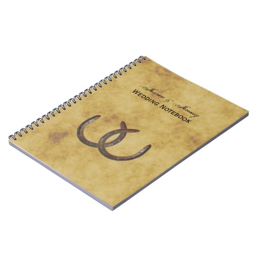 Rustikale Hufeisen Not leidendes BG Wedding Journa Notizblock (Linke Seite)