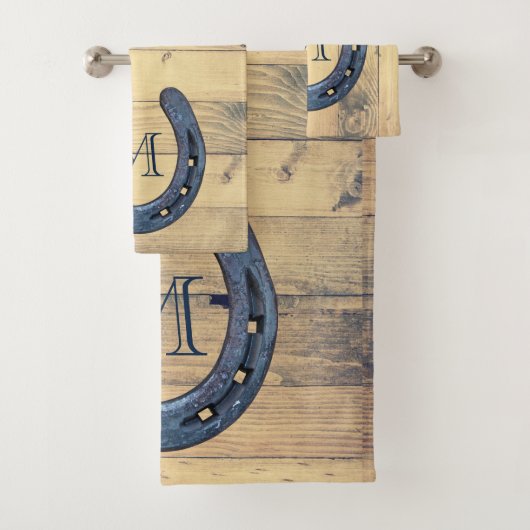 Rustikale Hufeisen Ranch und Holzplanks Badhandtuch Set (Insitu)