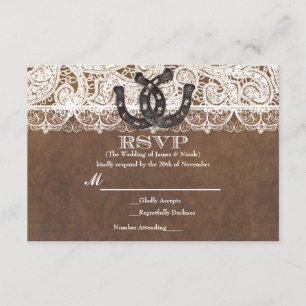 Rustikale Hufeisen & Spitze Landhochzeit RSVP-Kart RSVP Karte