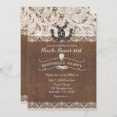 Rustikale Hufeisen & Spitzen Land GEBURTSTAG Einladung (Vorne/Hinten)